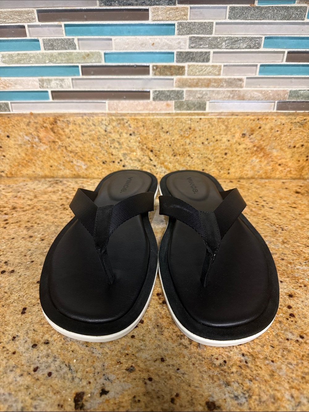 Vince Black Platform Flip Flop Sandals